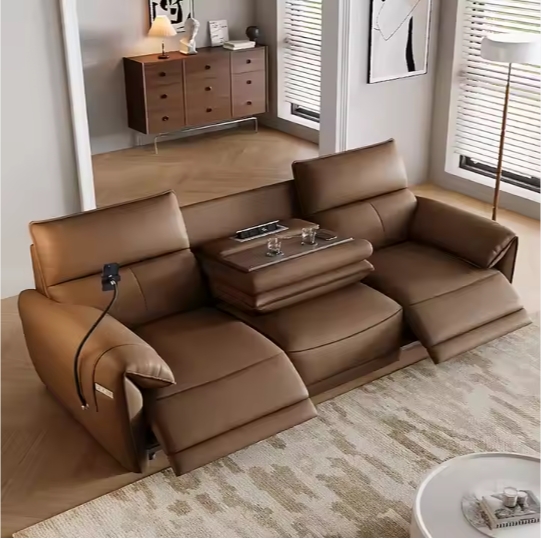 Home Cinema Couch - Electric Recliner Sofa Genuine Leather Power