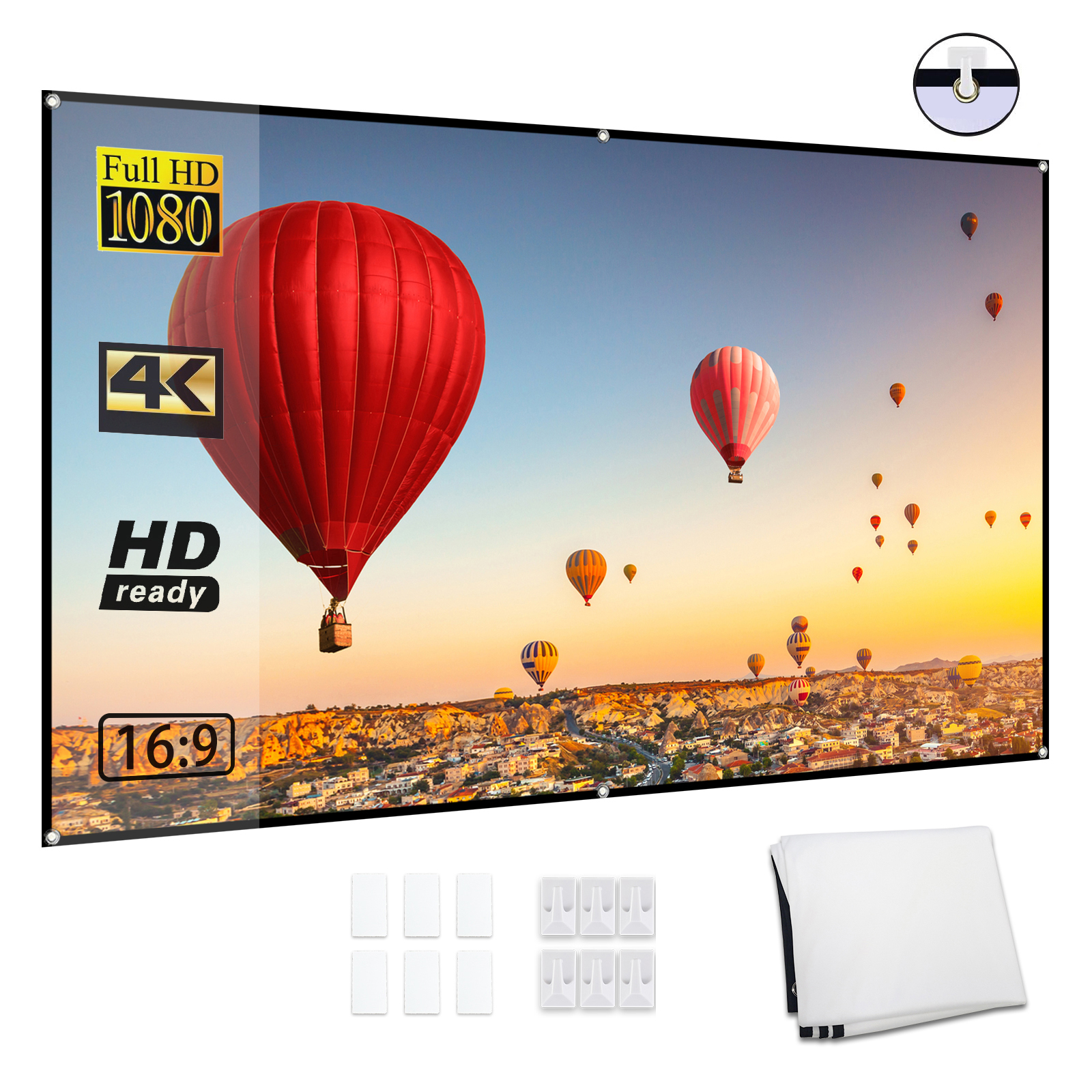 Home Cinema Portable - 80-inch Portable HD Projector Screen 16:9