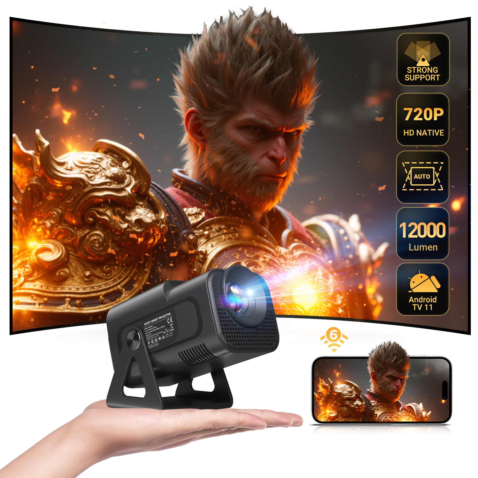 Home Cinema Complet - XGODY 4K Projector 1080P Full HD