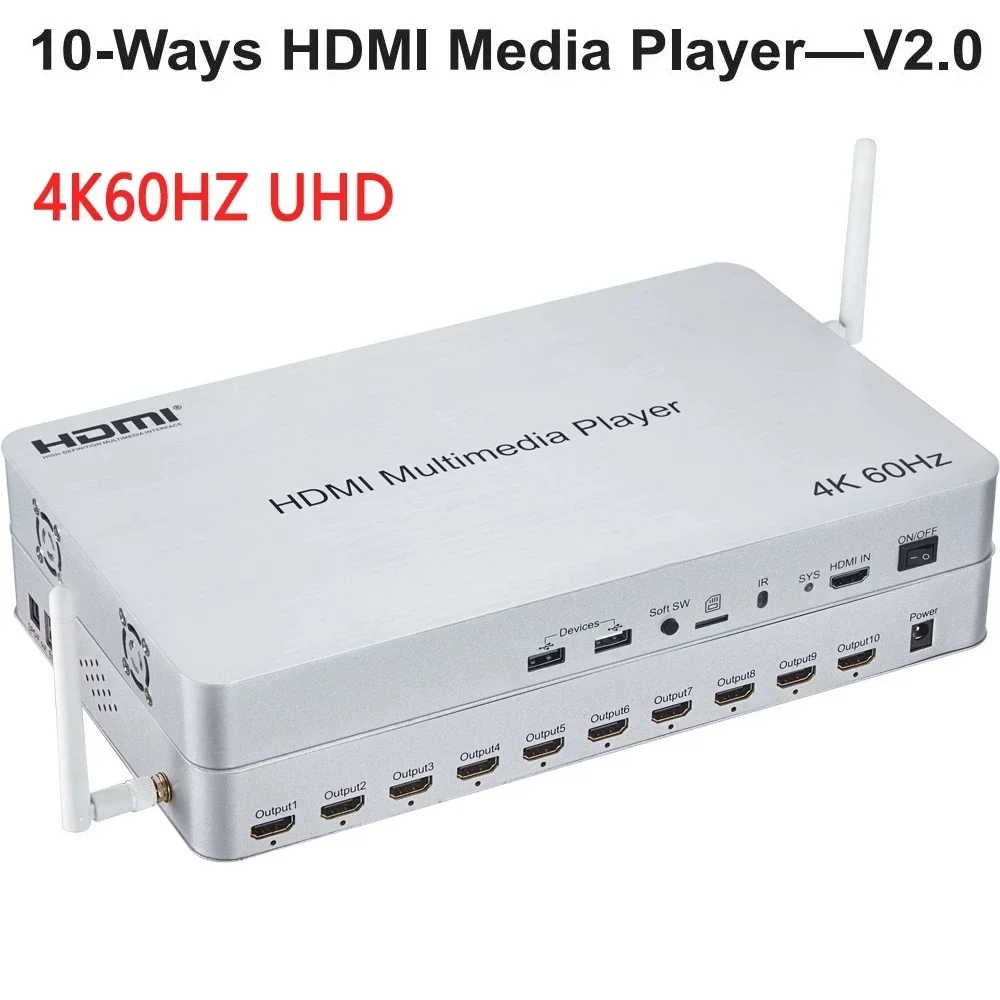4K 60Hz 10 Channel HDMI Multim - 4K Media Player 评论和价格