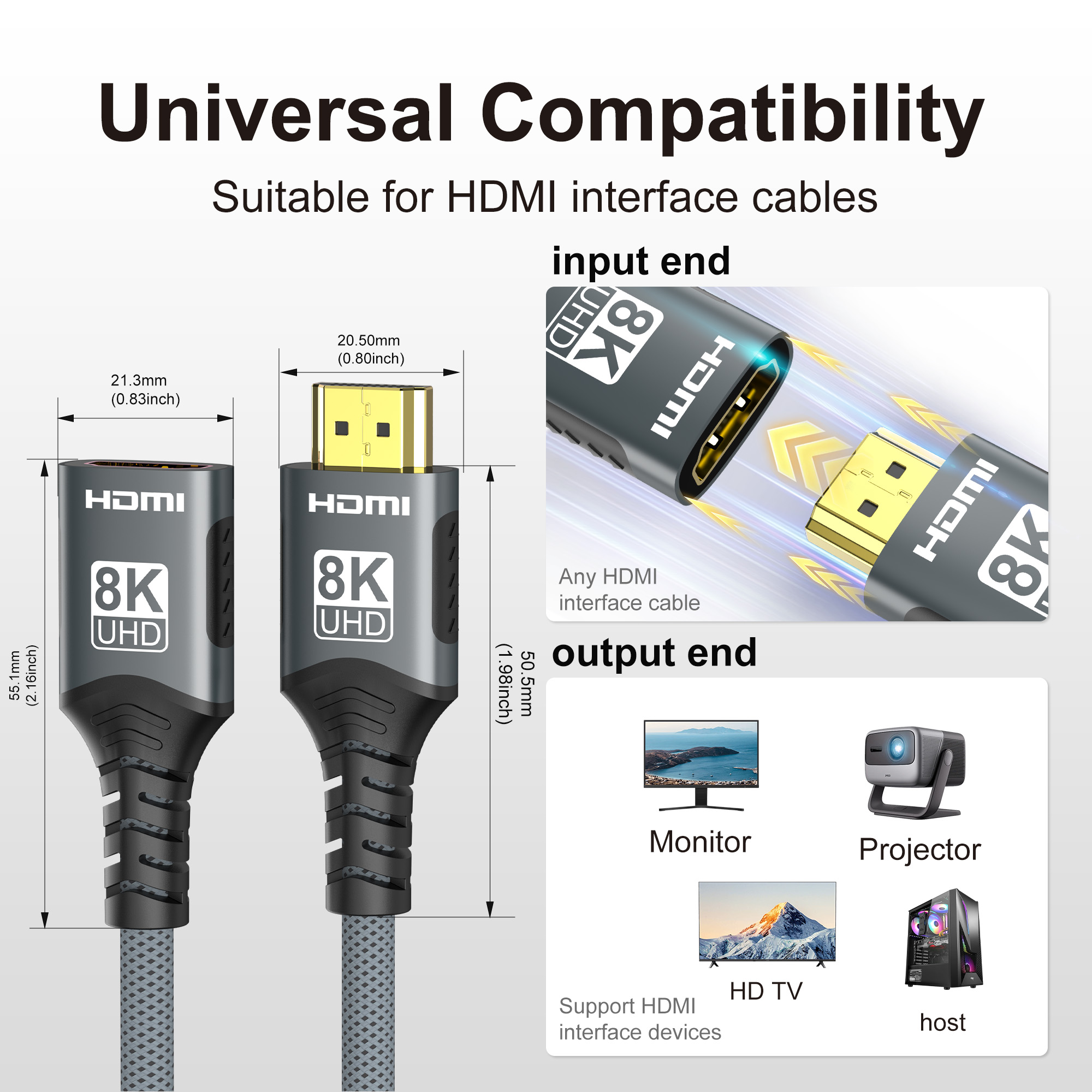 HDMI 2.1 Extension cable 8K HD - 4K Media Player 评论和价格