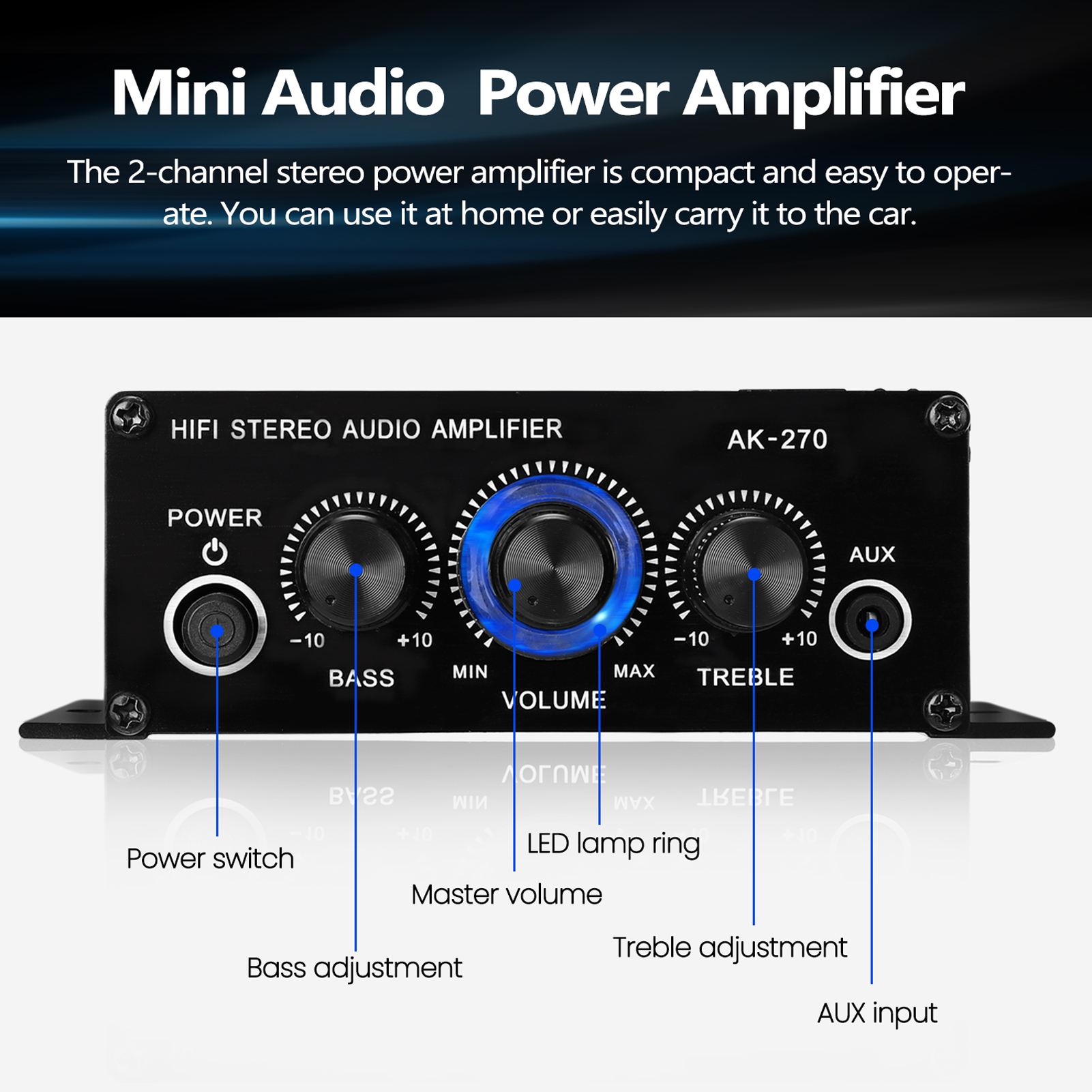 AK270 Mini Audio 2-Channel Ste - Home Cinema Portable 评论和价格