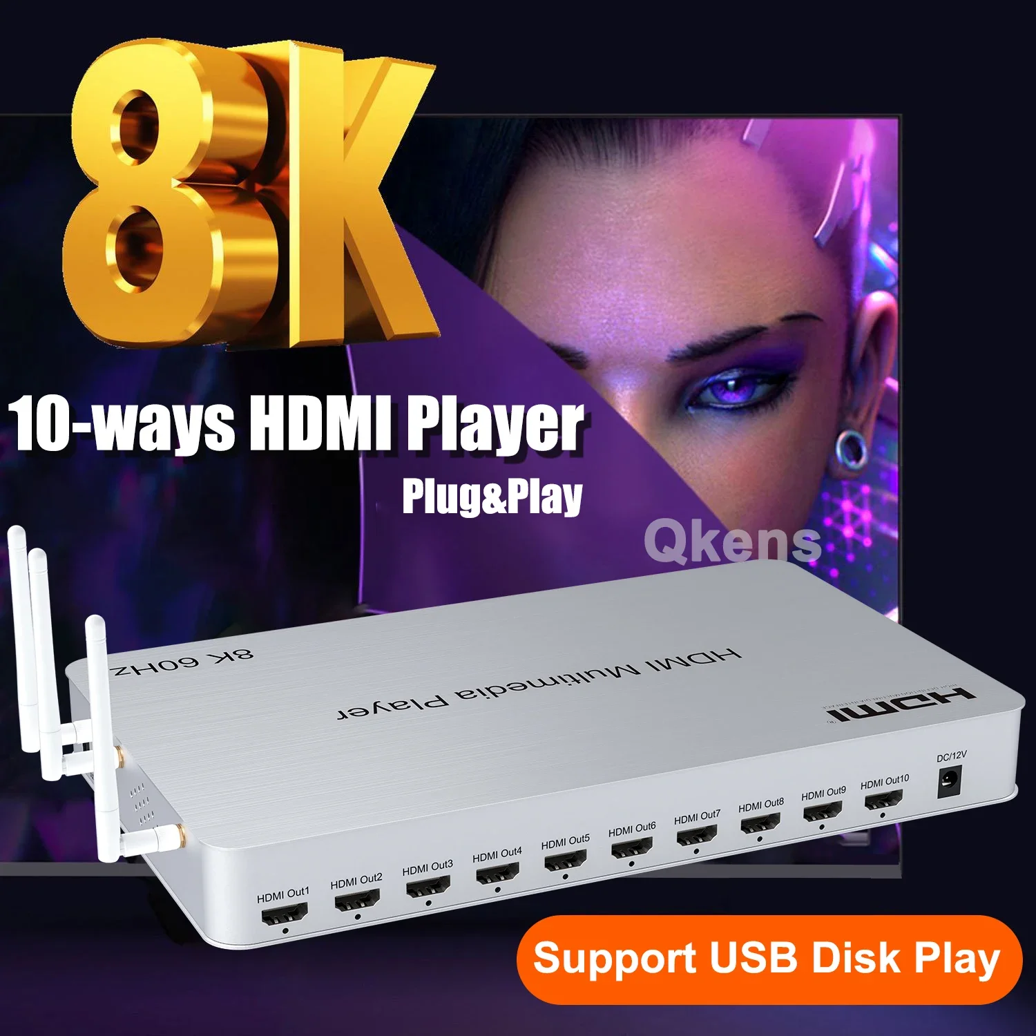 H.265 8K 60Hz 10 Port HDMI Med - 4K Media Player 评论和价格