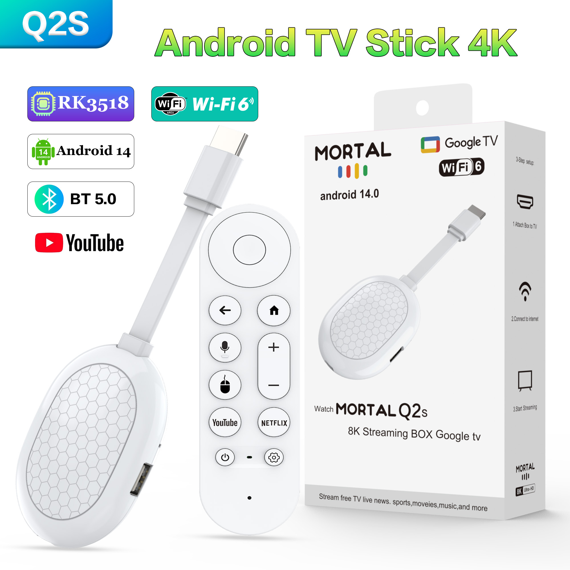 New Smart TV Stick Q2S Android - 4K Media Player 评论和价格