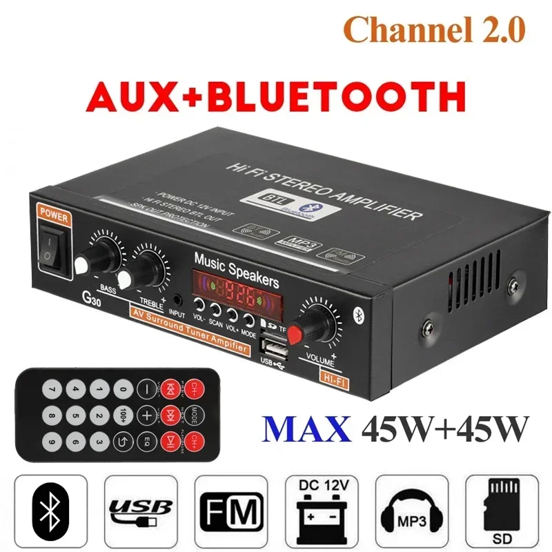 G30 Audio Amplifier 45Wx2 Chan - Home Cinema Audio System 评论和价格