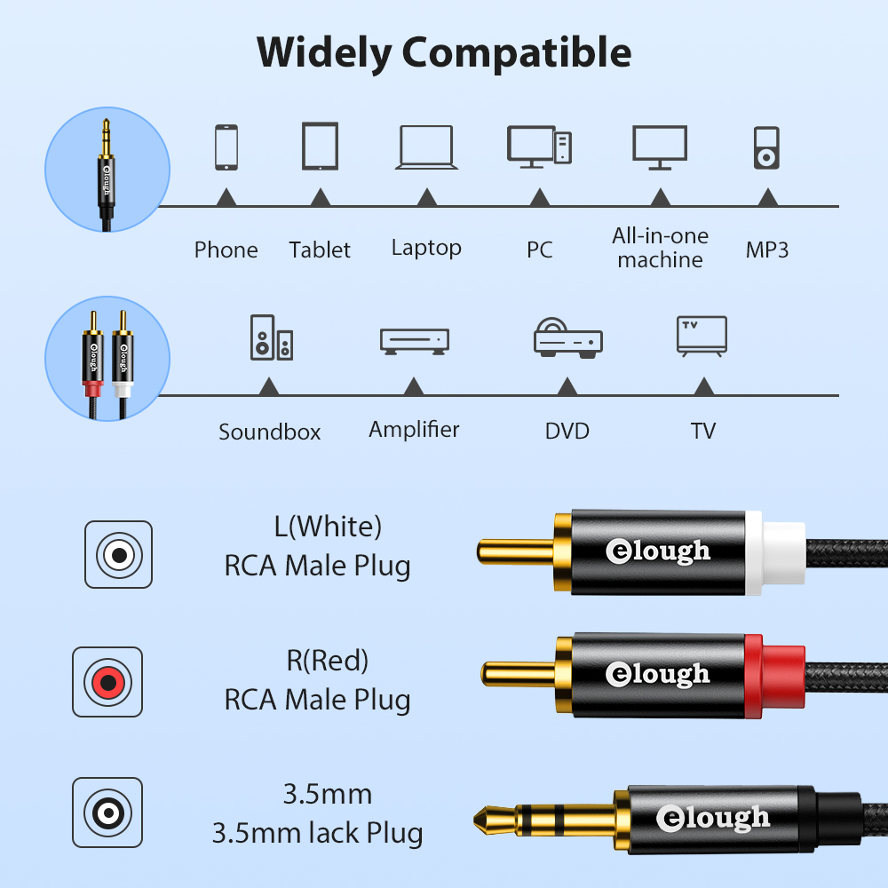 Elough RCA Cable AUX RCA Speak - Home Cinema Furniture 评论和价格