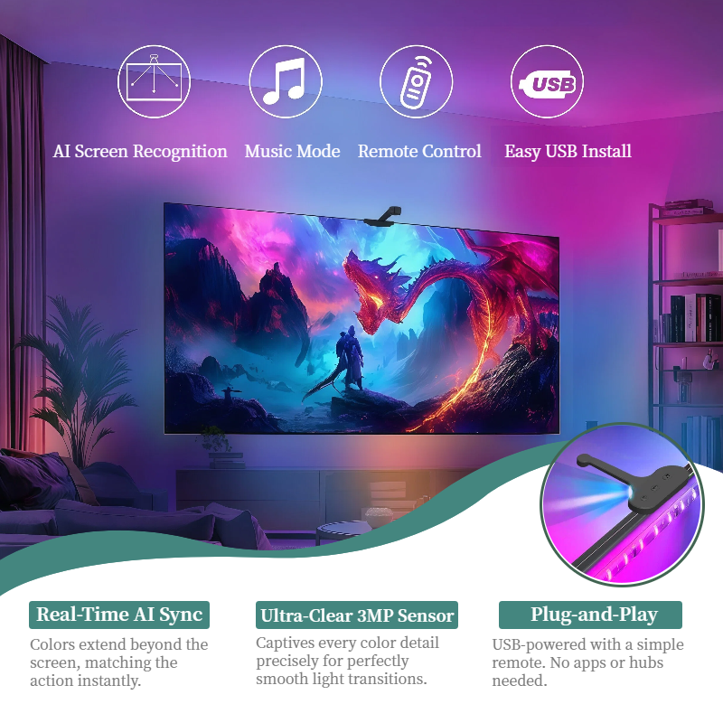 WACUAAO AI Sync LED TV Backlig - Home Cinema Furniture 评论和价格