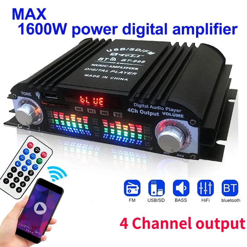 HiFi Sound Amplifier 4 Channel - Home Cinema Audio System 评论和价格