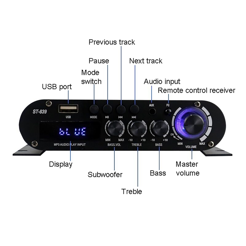 Audio Amplifier ST-839 25W*2+4 - Home Cinema Portable 评论和价格