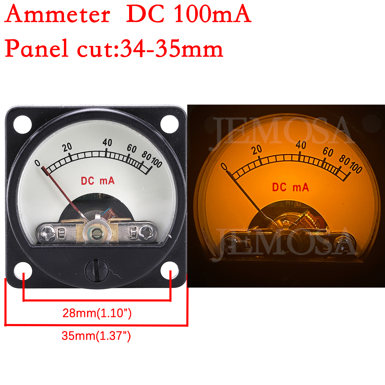 1PC 34mm Ammeter DC 100MA 200M - Home Cinema Hifi 评论和价格