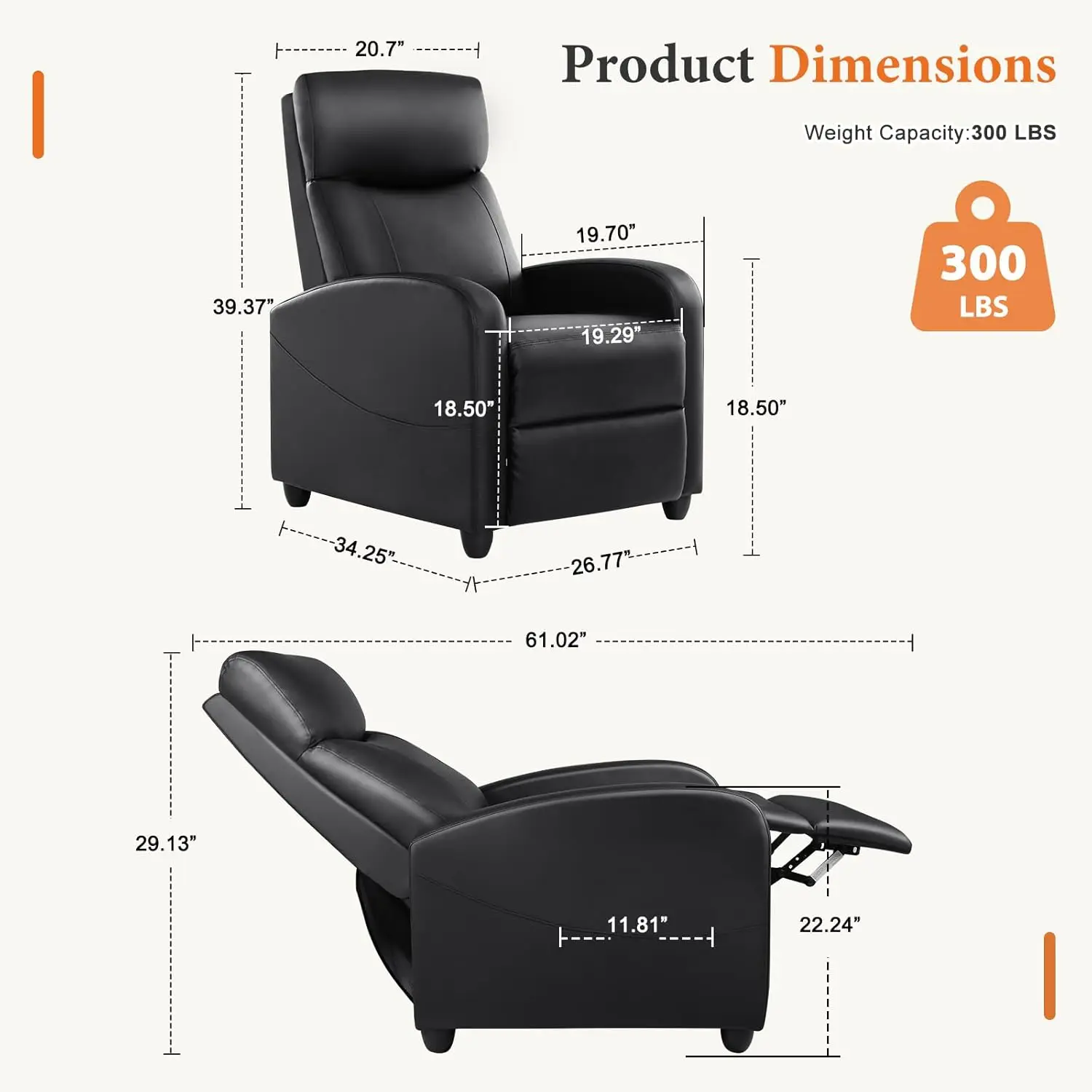 Recliner Chair PU Leather Recl - Home Cinema Furniture 评论和价格