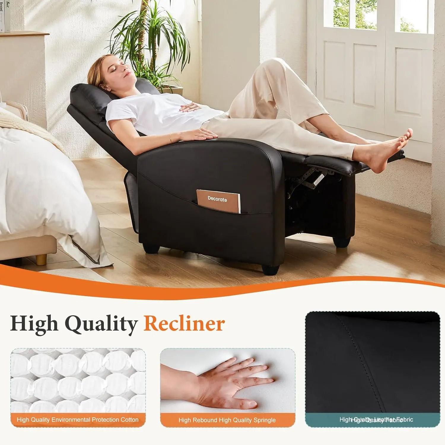 Recliner Chair PU Leather Recl - Home Cinema Furniture 评论和价格